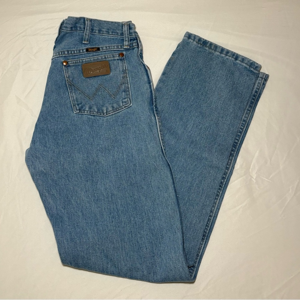 Wrangler Men's Straight Blue Jeans - Picture 1 of 5